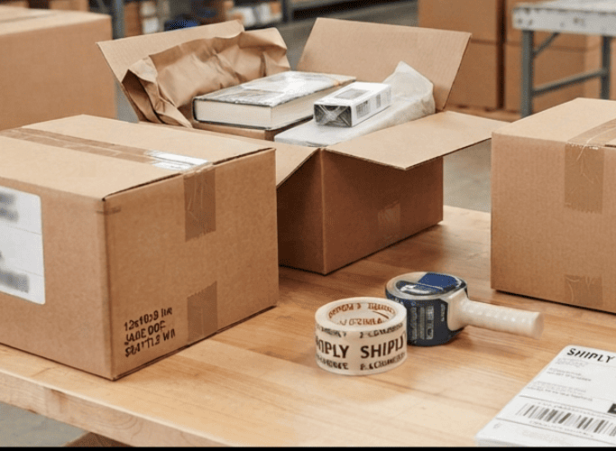 Corrugated shipping boxes used for e-commerce order packing