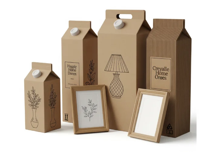 Recyclable corrugated cartons for home décor product shipping