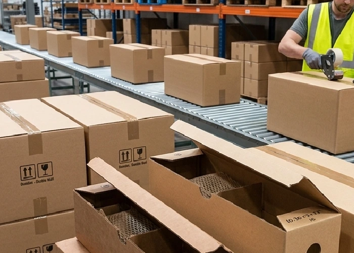 High strength corrugated parcel boxes for e-commerce business shipping.